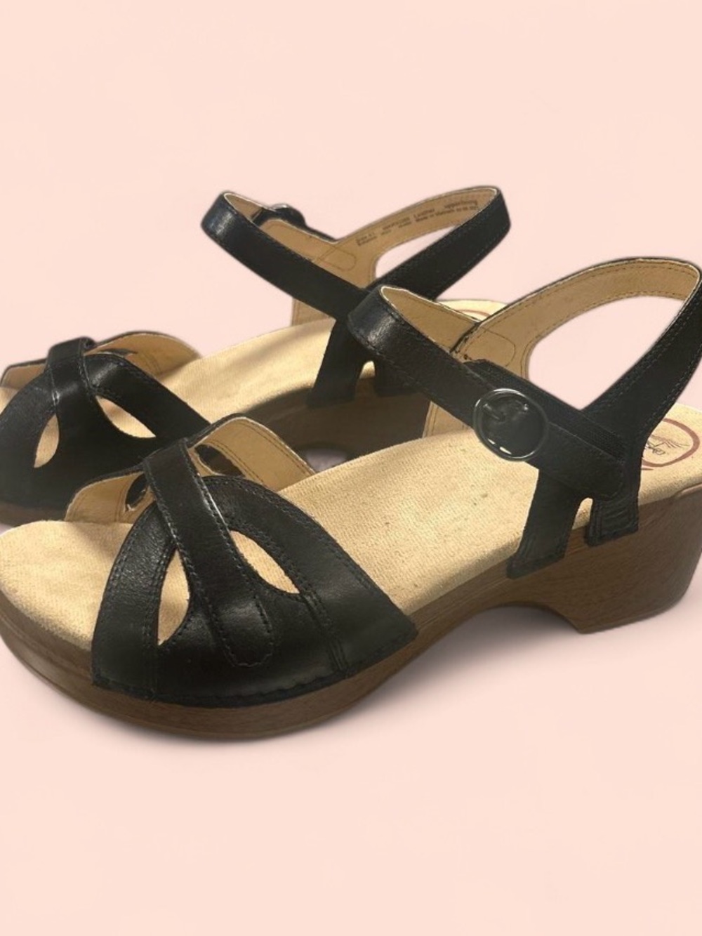 Dansko Women's Black Leather Season Sandals